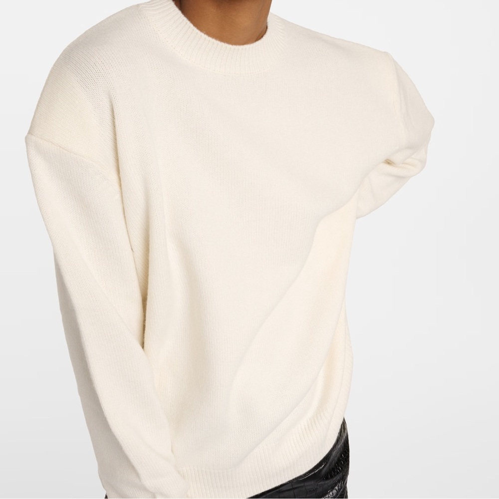 New The Frankie Shop RAFAELA PADDED KNIT SWEATER WOOL CASHMERE IVORY S - Picture 2 of 15